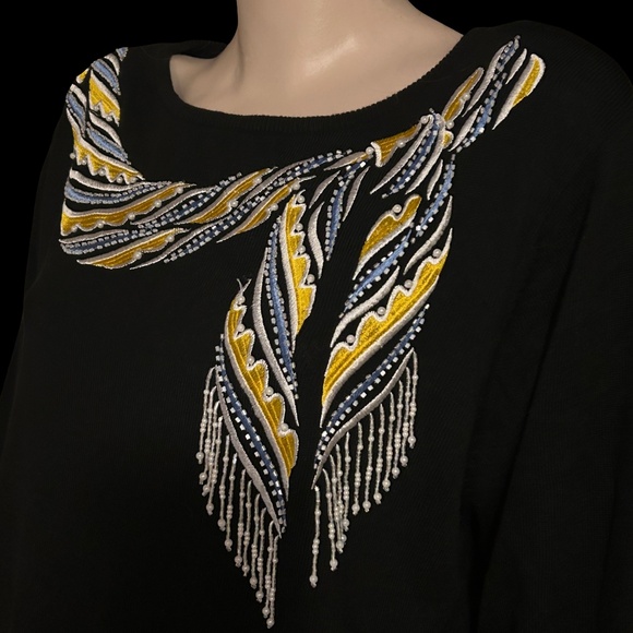 Bob Mackie Wearable Art Embroidery and Pearl Embellishments Cotton Blend - Picture 3 of 16